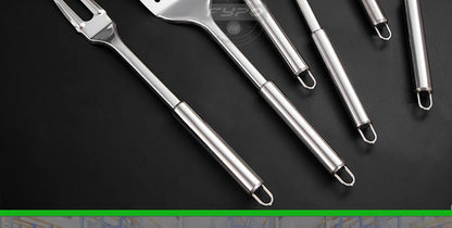 Stainless Steel Cooking Utensils Kitchen 6 Pics With Storage Rack Spatula Colander Cookware Kitchen Tools Serving Soup Spoon