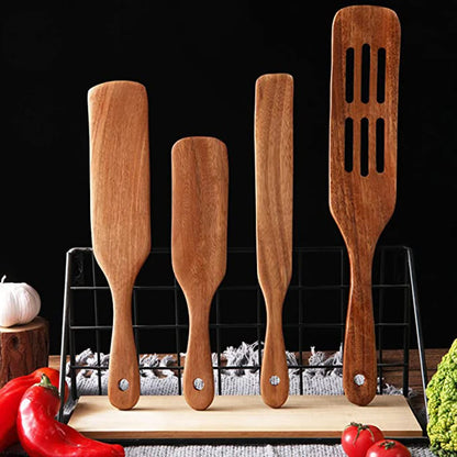 1-7pcs/set Teak natural wood tableware spoon colander spoon special nano soup skimmer cooking spoon wooden kitchen tool kit