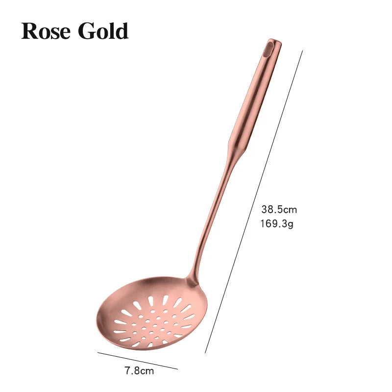 Stainless Steel Cooking Tool,Turner,Soup Spoon, Pasta Fork, Kitchen Accessories, Cooking Utensil, Rose Gold, 1Pc