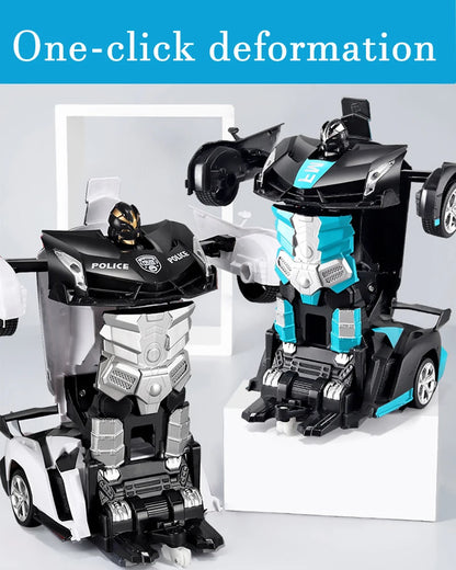 2-in-1 Electric RC Transforming Car Robot – One-Key Deformation Remote Control Sports Car Toy for Kids