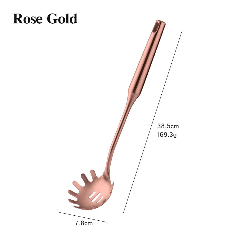 Stainless Steel Cooking Tool,Turner,Soup Spoon, Pasta Fork, Kitchen Accessories, Cooking Utensil, Rose Gold, 1Pc