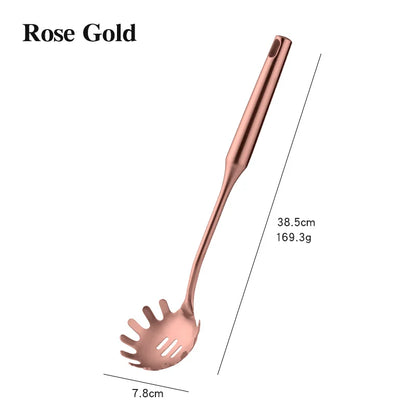 Stainless Steel Cooking Tool,Turner,Soup Spoon, Pasta Fork, Kitchen Accessories, Cooking Utensil, Rose Gold, 1Pc