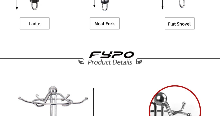 Stainless Steel Cooking Utensils Kitchen 6 Pics With Storage Rack Spatula Colander Cookware Kitchen Tools Serving Soup Spoon