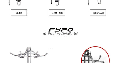 Stainless Steel Cooking Utensils Kitchen 6 Pics With Storage Rack Spatula Colander Cookware Kitchen Tools Serving Soup Spoon