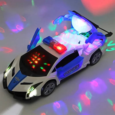 Electric Dancing & Deforming Police Car Toy – Rotating, Music, Lights – Gift for Kids