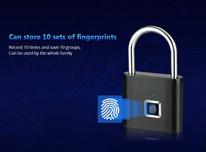 KERUI Smart Fingerprint Padlock Waterproof Fingerprint Keyless Door Lock Type C Rechargeable Security Padlock for House