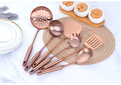 Stainless Steel Cooking Tool,Turner,Soup Spoon, Pasta Fork, Kitchen Accessories, Cooking Utensil, Rose Gold, 1Pc