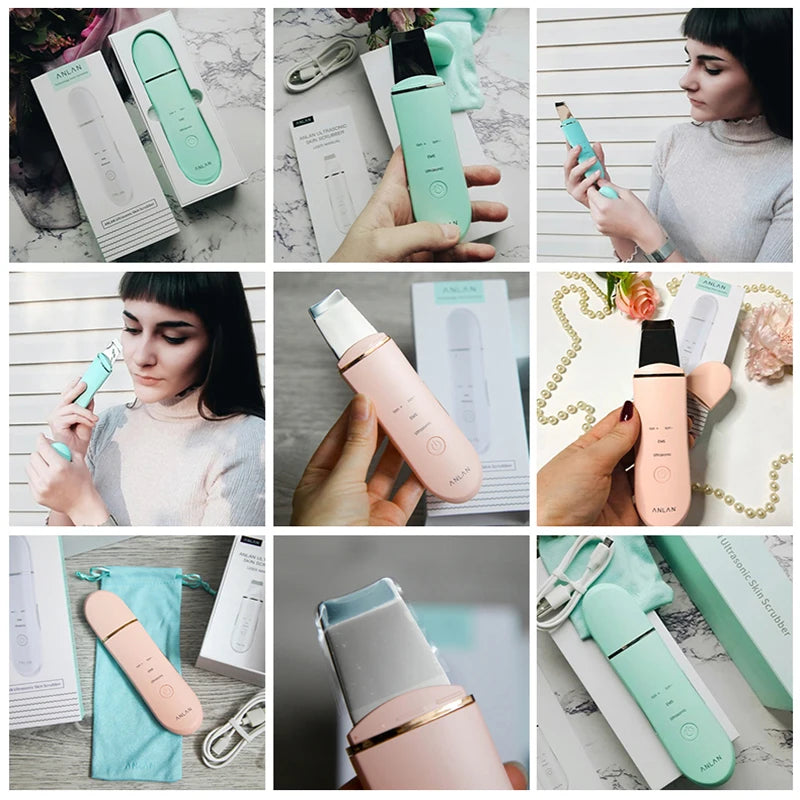 Ultrasonic Skin Scrubber Deep Cleaning Peeling Shovel Limpiador Facial Skin Care Face Lifting Machine