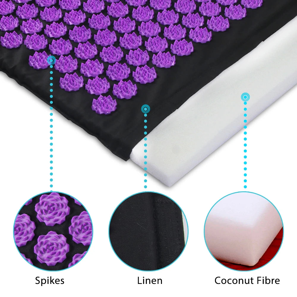 Acupressure Massage Mat & Cushion – Lotus Spike Acupuncture Mat for Neck, Back & Feet
