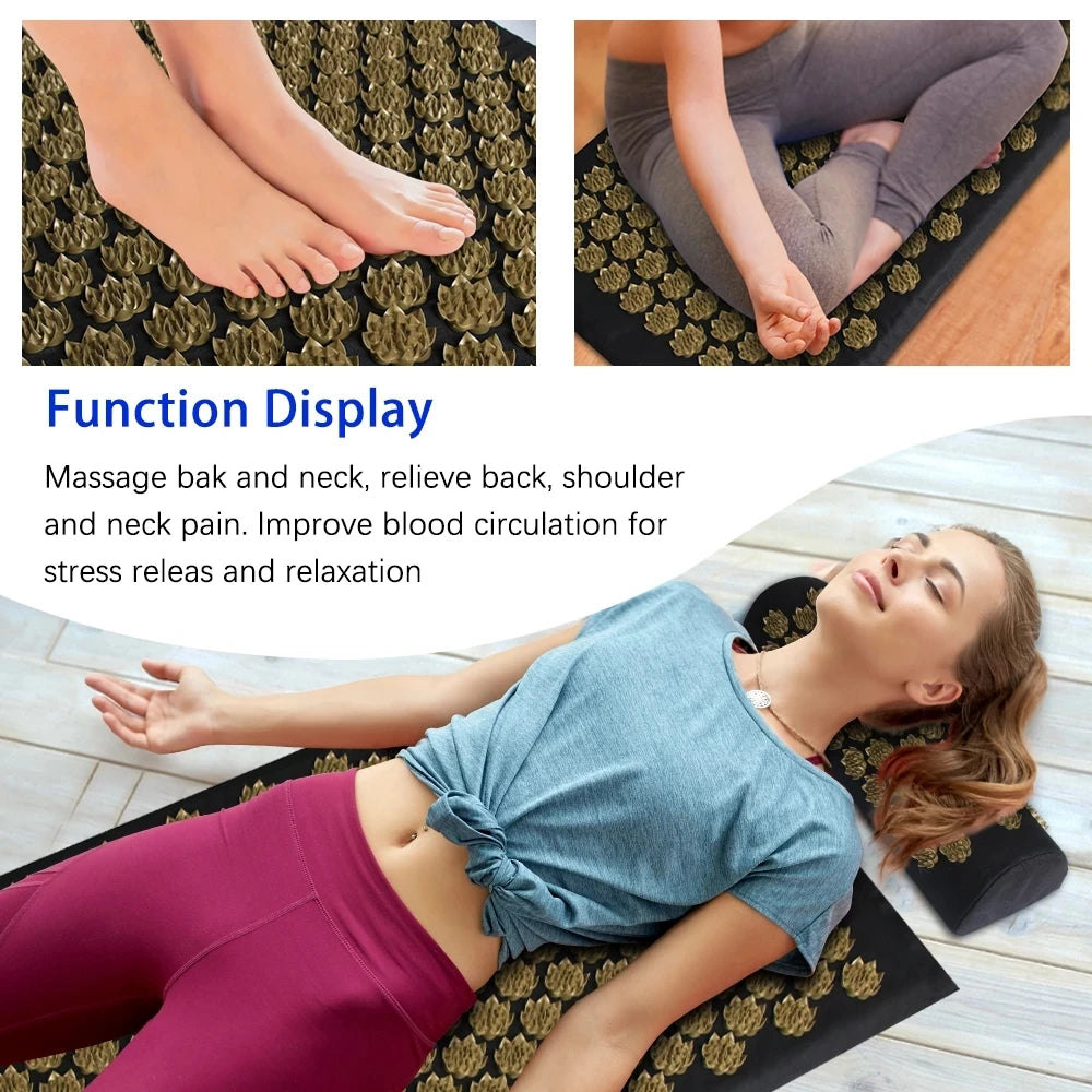 Acupressure Massage Mat & Cushion – Lotus Spike Acupuncture Mat for Neck, Back & Feet