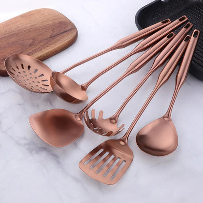 Stainless Steel Cooking Tool,Turner,Soup Spoon, Pasta Fork, Kitchen Accessories, Cooking Utensil, Rose Gold, 1Pc