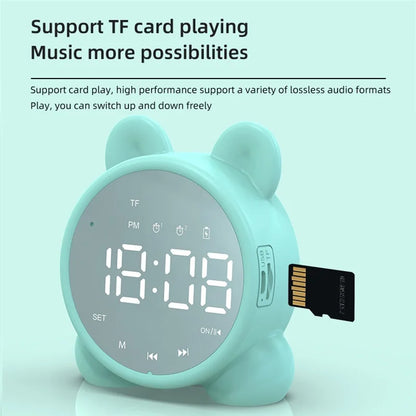 Kids Bluetooth Mirror Alarm Clock – Cute Cat Digital LED Bedside Clock for Children’s Sleep