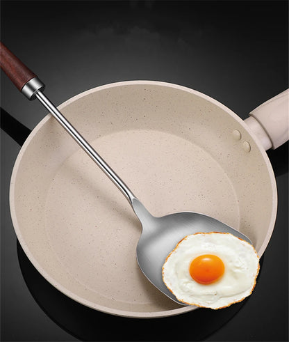 Home Wooden Handle Kitchenware Cooking Utensils Stainless Steel Spatula Frying Shovel Soup Spoon Colander Kitchen Accessories