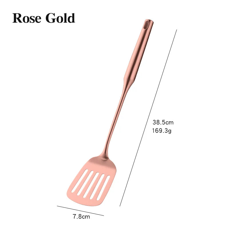Stainless Steel Cooking Tool,Turner,Soup Spoon, Pasta Fork, Kitchen Accessories, Cooking Utensil, Rose Gold, 1Pc