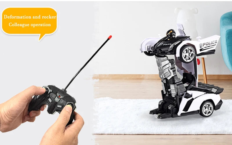 2-in-1 Electric RC Transforming Car Robot – One-Key Deformation Remote Control Sports Car Toy for Kids