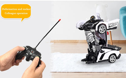 2-in-1 Electric RC Transforming Car Robot – One-Key Deformation Remote Control Sports Car Toy for Kids