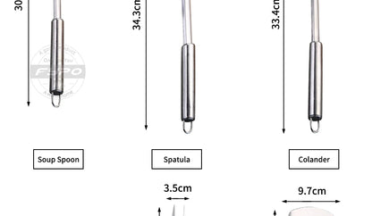 Stainless Steel Cooking Utensils Kitchen 6 Pics With Storage Rack Spatula Colander Cookware Kitchen Tools Serving Soup Spoon