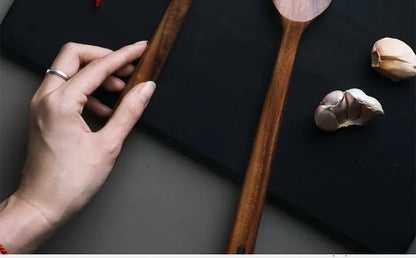 1-7pcs/set Teak natural wood tableware spoon colander spoon special nano soup skimmer cooking spoon wooden kitchen tool kit