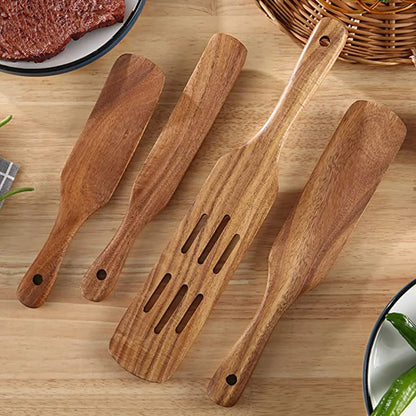 1-7pcs/set Teak natural wood tableware spoon colander spoon special nano soup skimmer cooking spoon wooden kitchen tool kit