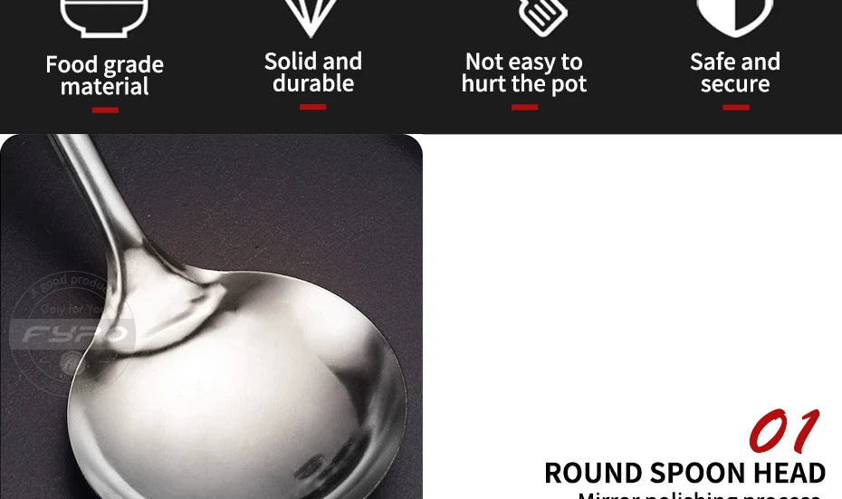 Stainless Steel Cooking Utensils Kitchen 6 Pics With Storage Rack Spatula Colander Cookware Kitchen Tools Serving Soup Spoon