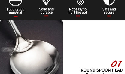 Stainless Steel Cooking Utensils Kitchen 6 Pics With Storage Rack Spatula Colander Cookware Kitchen Tools Serving Soup Spoon