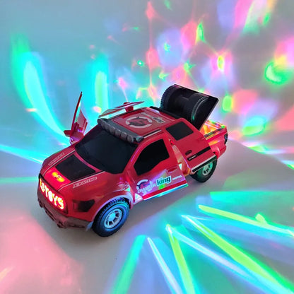 Electric Dancing & Deforming Police Car Toy – Rotating, Music, Lights – Gift for Kids