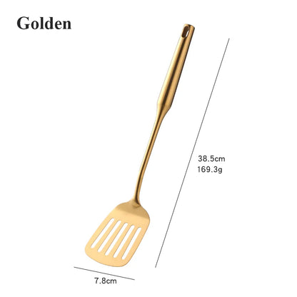 Gold cookware Stainless Steel Cooking tools spatula Shovels Turner Ladle Spoon Colander Filter Potato Mashers Kitchen Utensils