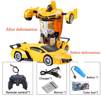 2-in-1 Electric RC Transforming Car Robot – One-Key Deformation Remote Control Sports Car Toy for Kids