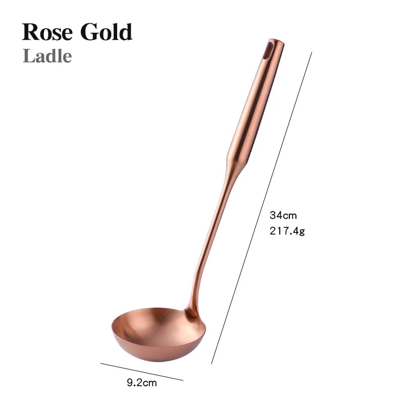 Stainless Steel Cooking Tool,Turner,Soup Spoon, Pasta Fork, Kitchen Accessories, Cooking Utensil, Rose Gold, 1Pc
