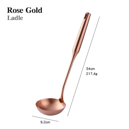 Stainless Steel Cooking Tool,Turner,Soup Spoon, Pasta Fork, Kitchen Accessories, Cooking Utensil, Rose Gold, 1Pc