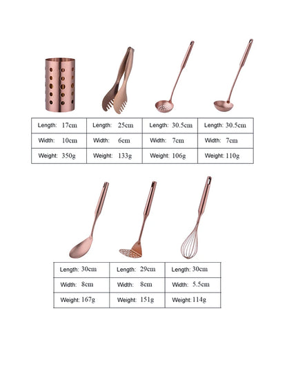 1PC Stainless Steel Kitchen Cookware Gold Cooking Utensils Soup Spoon Eggbeater Food Clip Rice Colander Skimmer Cooking Utensils