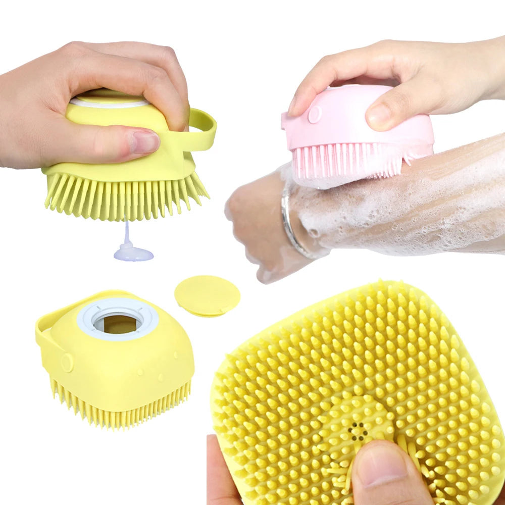 2-in-1 Pet Bath Brush & Massage Comb Soft Silicone Dog & Cat Grooming Tool