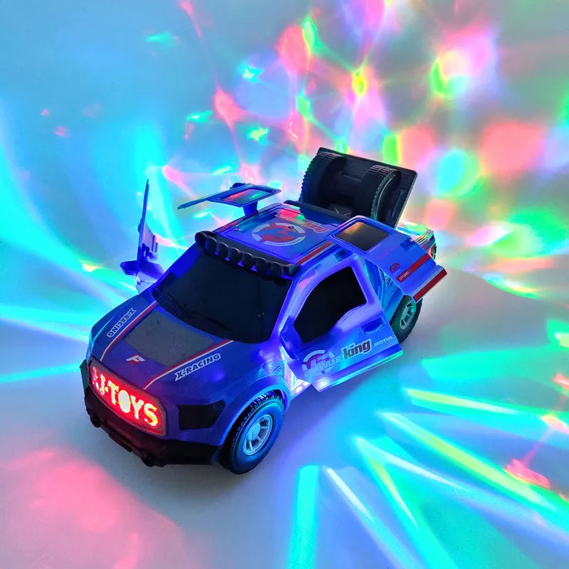 Electric Dancing & Deforming Police Car Toy – Rotating, Music, Lights – Gift for Kids