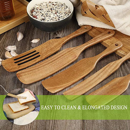 1-7pcs/set Teak natural wood tableware spoon colander spoon special nano soup skimmer cooking spoon wooden kitchen tool kit