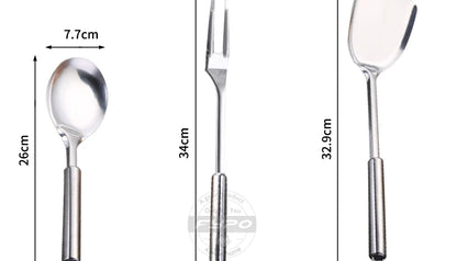 Stainless Steel Cooking Utensils Kitchen 6 Pics With Storage Rack Spatula Colander Cookware Kitchen Tools Serving Soup Spoon