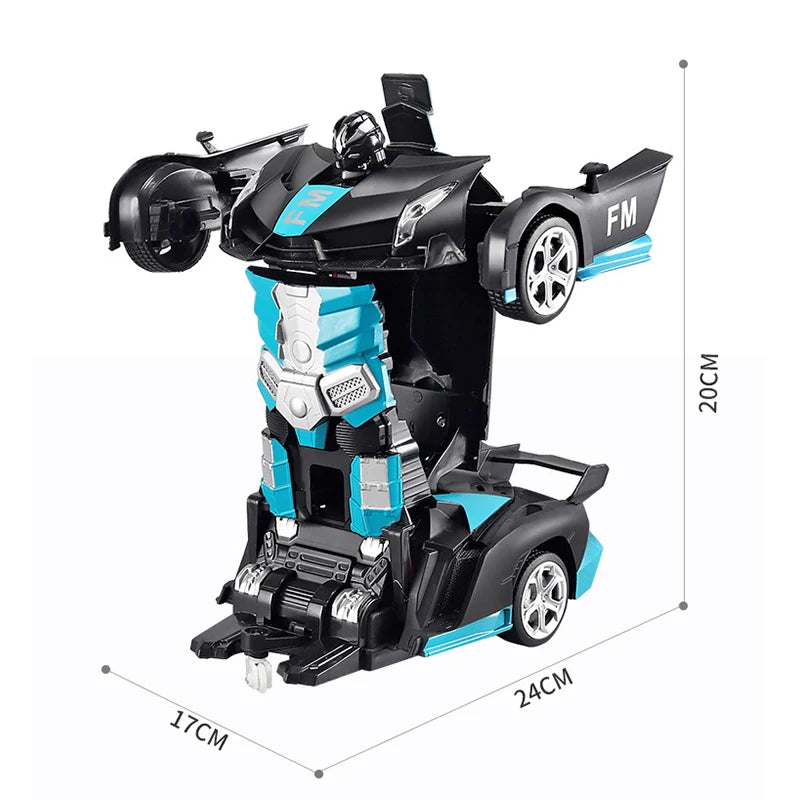2-in-1 Electric RC Transforming Car Robot – One-Key Deformation Remote Control Sports Car Toy for Kids