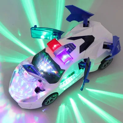 Electric Dancing & Deforming Police Car Toy – Rotating, Music, Lights – Gift for Kids
