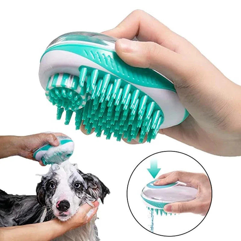 2-in-1 Pet Bath Brush & Massage Comb Soft Silicone Dog & Cat Grooming Tool