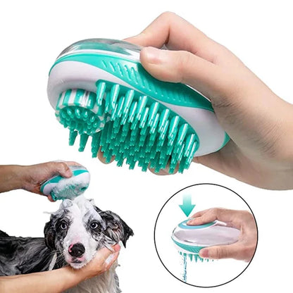 2-in-1 Pet Bath Brush & Massage Comb Soft Silicone Dog & Cat Grooming Tool