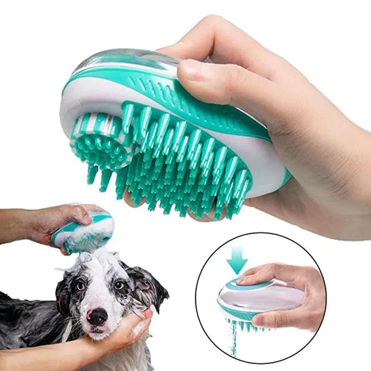 2-in-1 Pet Bath Brush & Massage Comb Soft Silicone Dog & Cat Grooming Tool