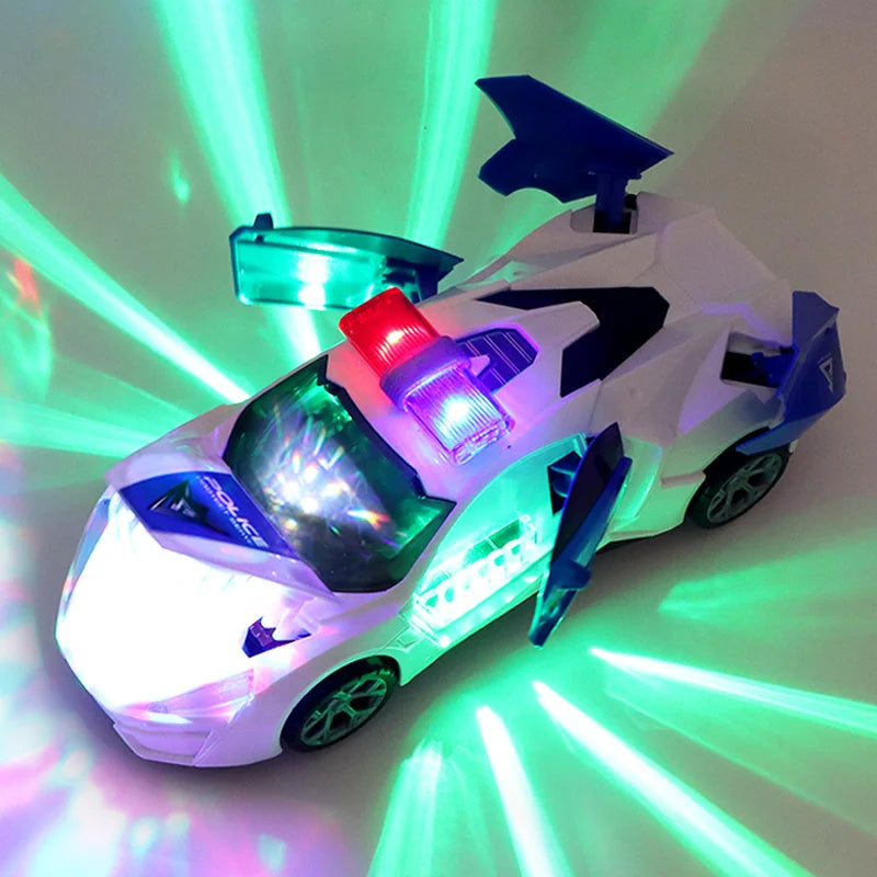 Electric Dancing & Deforming Police Car Toy – Rotating, Music, Lights – Gift for Kids