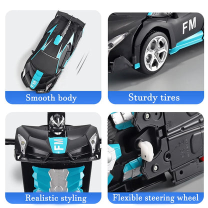 2-in-1 Electric RC Transforming Car Robot – One-Key Deformation Remote Control Sports Car Toy for Kids