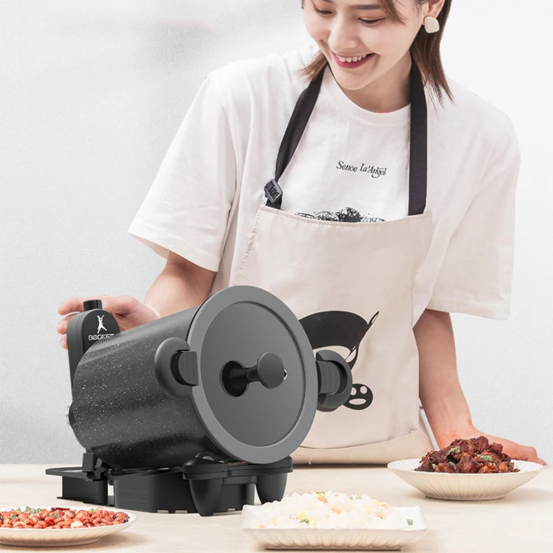 Home & Outdoor Multifunctional Cooking Machine – 360° Rotating Fryer for Rice, Noodles & Barbecue