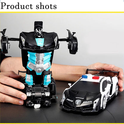 2-in-1 Electric RC Transforming Car Robot – One-Key Deformation Remote Control Sports Car Toy for Kids