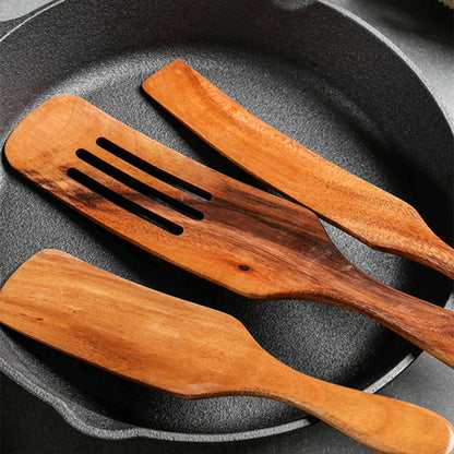 1-7pcs/set Teak natural wood tableware spoon colander spoon special nano soup skimmer cooking spoon wooden kitchen tool kit