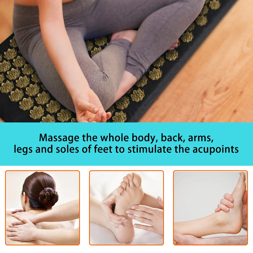 Acupressure Massage Mat & Cushion – Lotus Spike Acupuncture Mat for Neck, Back & Feet