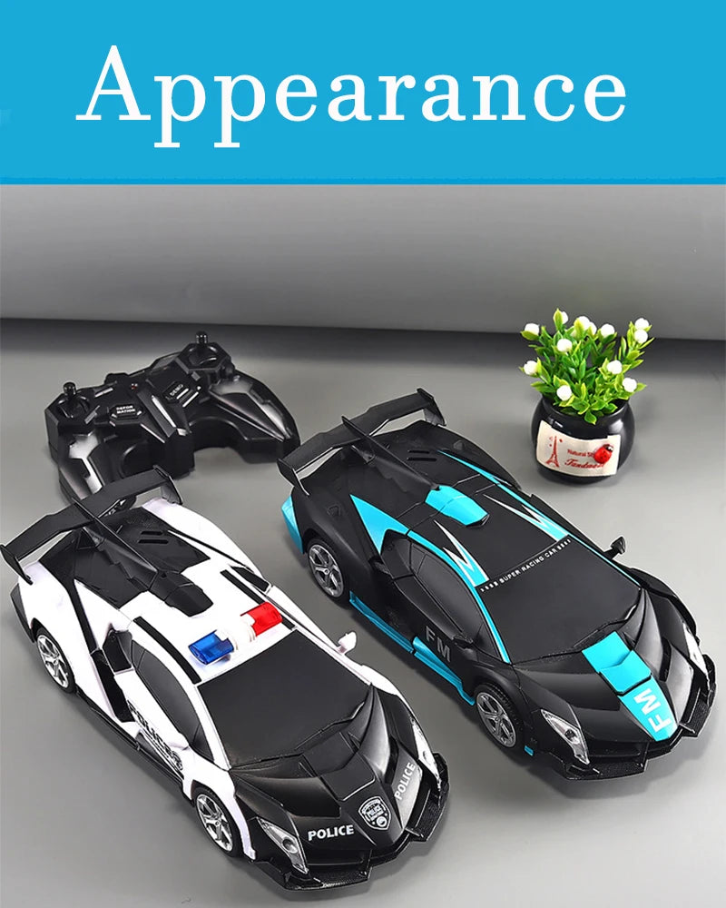 2-in-1 Electric RC Transforming Car Robot – One-Key Deformation Remote Control Sports Car Toy for Kids
