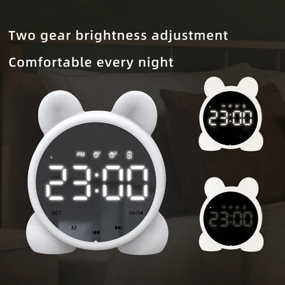 Kids Bluetooth Mirror Alarm Clock – Cute Cat Digital LED Bedside Clock for Children’s Sleep
