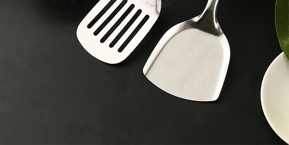 Stainless Steel Cooking Utensils Kitchen 6 Pics With Storage Rack Spatula Colander Cookware Kitchen Tools Serving Soup Spoon