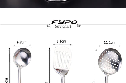 Stainless Steel Cooking Utensils Kitchen 6 Pics With Storage Rack Spatula Colander Cookware Kitchen Tools Serving Soup Spoon